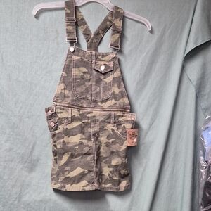 Girls Kids Camouflage Denim Rompers Overalls Turns Into A Skirt 10/12